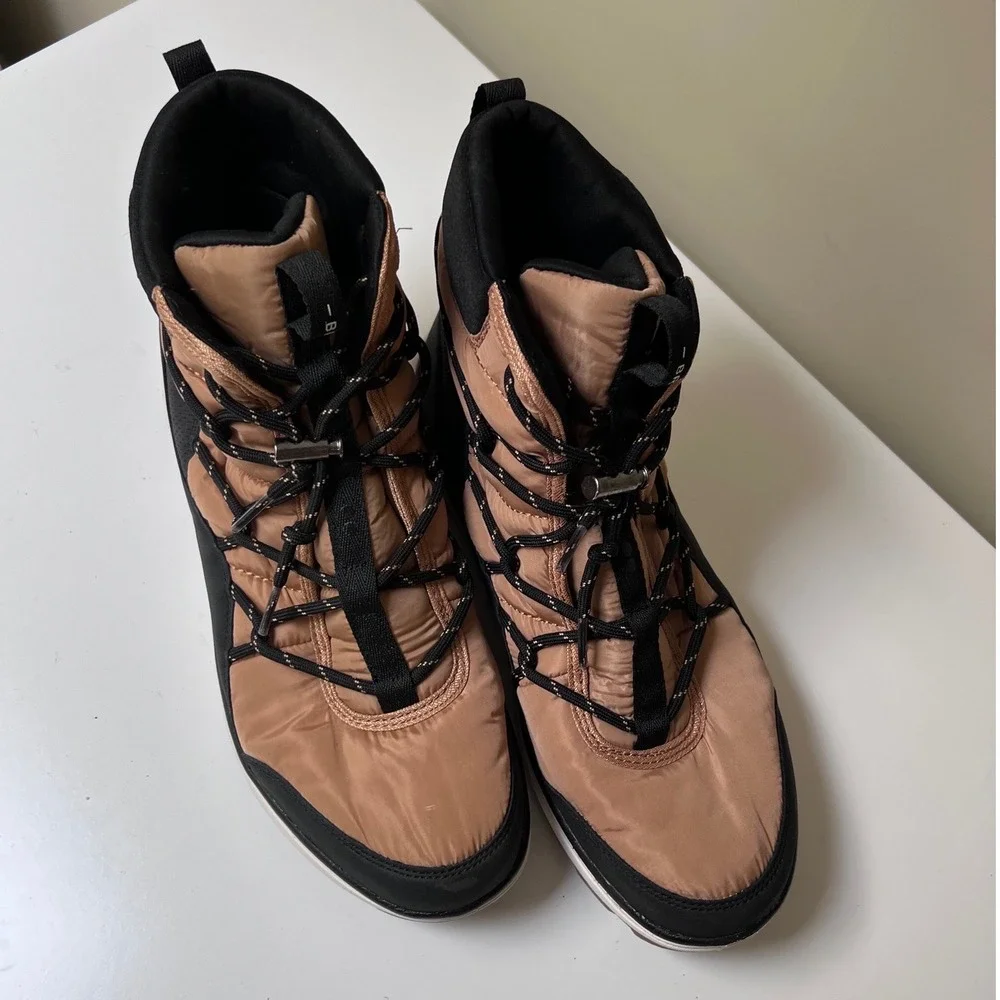 Ryka Brae Womens Winter Boots Tan Black Quilted Water Repellent RE-ZORB Size 10M